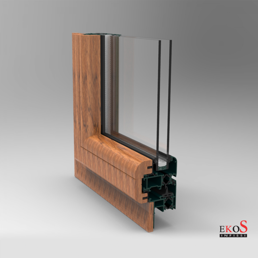 Sistema battente legno alluminio taglio termico 50THW Ekos infissi, Palermo, Sicilia