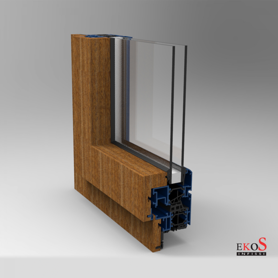 Sistema battente legno alluminio taglio termico 70 wood  Ekos infissi, Palermo, Sicilia