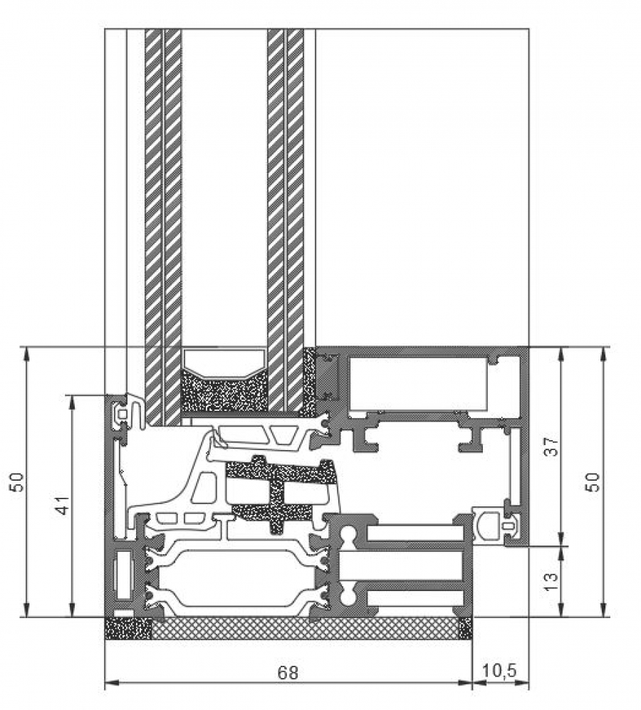 sistema battente in alluminio taglio termico tutto vetro Sky VIew 76 TH Ekos